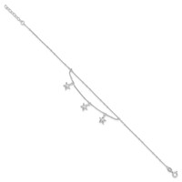 Sterling Silver 2-Strand Starfish Plus 1 Inch Extender - Total 10 Inch Anklet, 9" view 2
