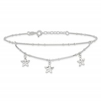 Sterling Silver 2-Strand Starfish Plus 1 Inch Extender - Total 10 Inch Anklet, 9" view 3