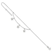 Sterling Silver 2-Strand Starfish Plus 1 Inch Extender - Total 10 Inch Anklet, 9" view 5