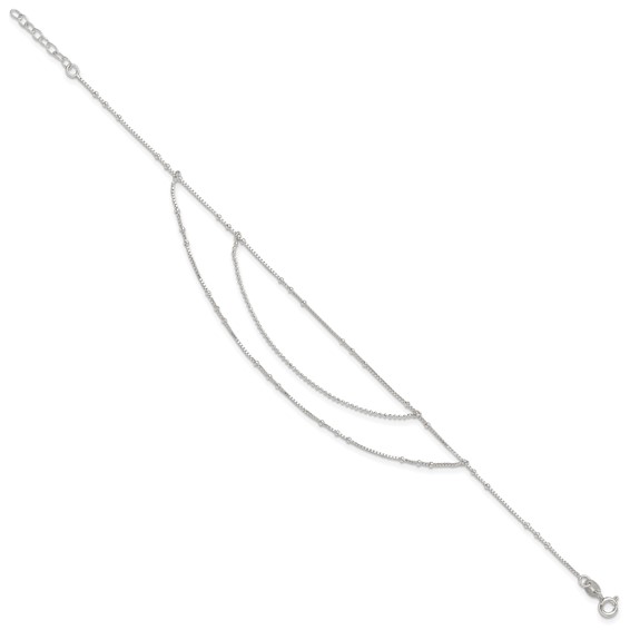 Sterling Silver Multi-Strand 9 inch Plus 1 inch Extender - Total 10 inch Anklet