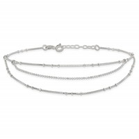 Sterling Silver Multi-Strand Plus 1 Inch Extender - Total 10 Inch Anklet - 9in view 3