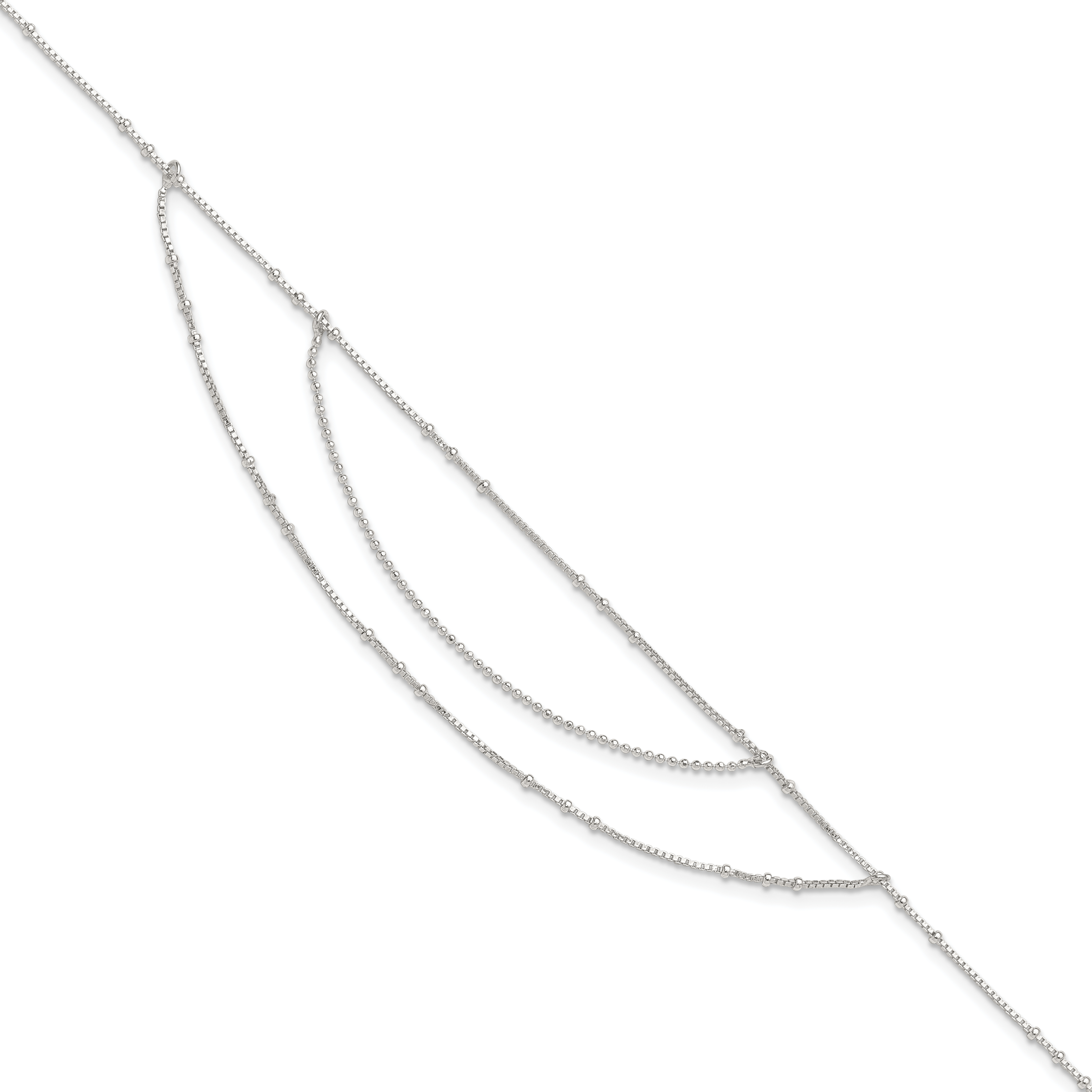 Sterling Silver Polished Multi-Strand 9in Plus 1 in Ext Anklet (QG4195-9)