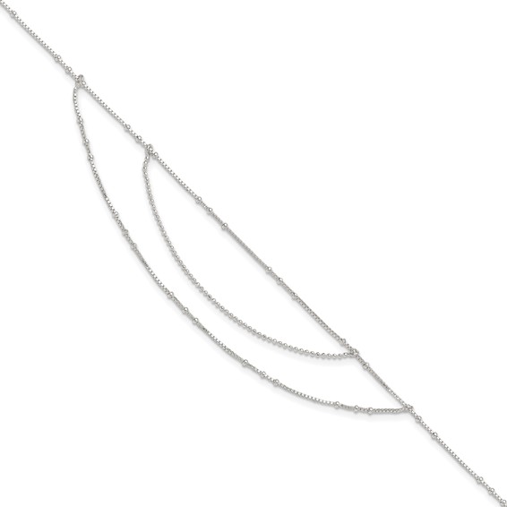 Sterling Silver Multi-Strand 9 inch Plus 1 inch Extender - Total 10 inch Anklet