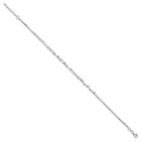 Sterling Silver Beaded 2-strand Plus 1 Inch Extender - Total 10 Inch Anklet, 9" view 2