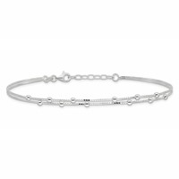 Sterling Silver Beaded 2-strand Plus 1 Inch Extender - Total 10 Inch Anklet, 9" view 3