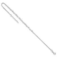 Sterling Silver Beaded 2-strand Plus 1 Inch Extender - Total 10 Inch Anklet, 9" view 5
