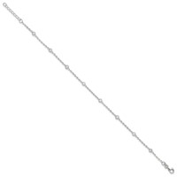 Sterling Silver Bezel CZ 8-Station Plus 1 Inch Extender - Total 9.75 Inch Anklet, 8.75" view 2