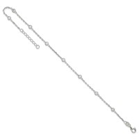 Sterling Silver Bezel CZ 8-Station Plus 1 Inch Extender - Total 9.75 Inch Anklet, 8.75" view 5