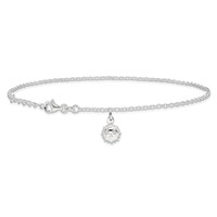 Sterling Silver Sun Charm Plus 1 Inch Extender - Total 11 Inch Anklet - 10in view 3