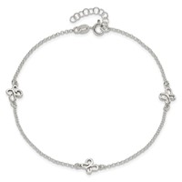 Sterling Silver Butterflies Plus 1 Inch Extender - Total 10 Inch Anklet - 9in view 4