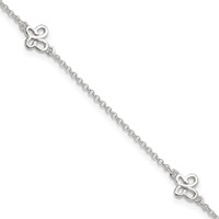 Sterling Silver Butterflies Plus 1 Inch Extender - Total 10 Inch Anklet - 9in view 1