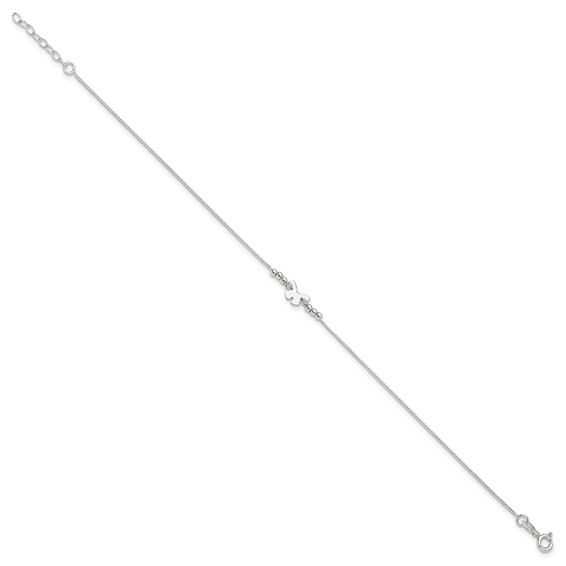 Sterling Silver Butterfly 9 inch Plus 1 inch Extender - Total 10 inch Anklet