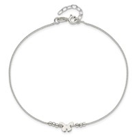 Sterling Silver Butterfly Plus 1 Inch Extender - Total 10 Inch Anklet, 9" view 4
