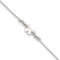 Sterling Silver Butterfly Plus 1 Inch Extender - Total 10 Inch Anklet, 9" view 1