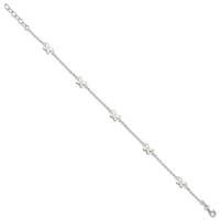 Sterling Silver Butterflies Plus 1 Inch Extender - Total 10 Inch Anklet, 9" view 2