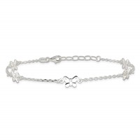 Sterling Silver Butterflies Plus 1 Inch Extender - Total 10 Inch Anklet, 9" view 3