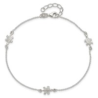 Sterling Silver Turtle 3-Station Plus 1 Inch Extender - Total 10 Inch Anklet - 9in view 4