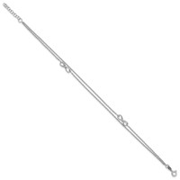 Sterling Silver Rhodium-plated 2-Strand Infinity Plus 1 Inch Extender - Total 10 Inch Anklet - 9in view 2