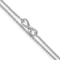 Sterling Silver Rhodium-plated 2-Strand Infinity Plus 1 Inch Extender - Total 10 Inch Anklet - 9in view 1