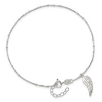 Sterling Silver Wing Charm Plus 1 Inch Extender - Total 10 Inch Anklet, 9" view 4