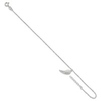 Sterling Silver Wing Charm Plus 1 Inch Extender - Total 10 Inch Anklet, 9" view 5