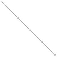 Sterling Silver Rhodium-plated Crosses Plus 1 Inch Extender - Total 10 Inch Anklet, 9" view 2