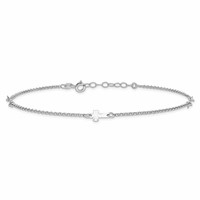 Sterling Silver Rhodium-plated Crosses Plus 1 Inch Extender - Total 10 Inch Anklet, 9" view 3