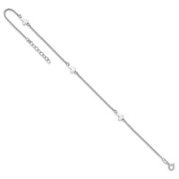 Sterling Silver Rhodium-plated Crosses Plus 1 Inch Extender - Total 10 Inch Anklet, 9" view 4