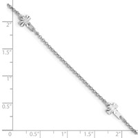 Sterling Silver Rhodium-plated Crosses Plus 1 Inch Extender - Total 10 Inch Anklet, 9" view 5