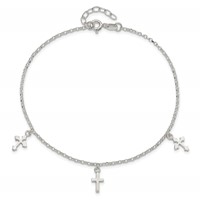 Sterling Silver Cross Charms 9 Inch Plus 1 Inch Extender - Total 10 Inch Anklet view 4