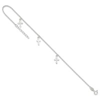 Sterling Silver Cross Charms 9 Inch Plus 1 Inch Extender - Total 10 Inch Anklet view 5