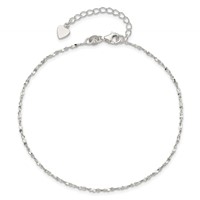 Sterling Silver Twisted Serpentine Chain Plus 1.5 Inch Extender - Total 10.5 Inch Anklet - 9in view 4