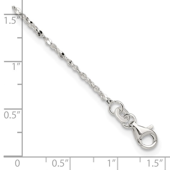 Sterling Silver Twisted Serpentine Chain 9 inch Plus 1.5 inch Extender - Total 10.5 inch Anklet