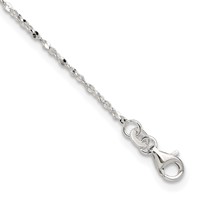 Sterling Silver Twisted Serpentine Chain Plus 1.5 Inch Extender - Total 10.5 Inch Anklet - 9in view 1