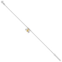 Sterling Silver Gold-tone Feathers Plus 1 Inch Extender - Total 10 Inch Anklet - 9in view 2