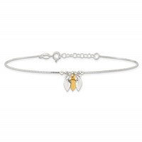 Sterling Silver Gold-tone Feathers Plus 1 Inch Extender - Total 10 Inch Anklet - 9in view 3