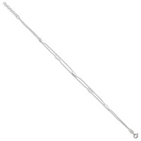 Sterling Silver 2-Strand Feathers Plus 1 Inch Extender - Total 10 Inch Anklet, 9" view 2