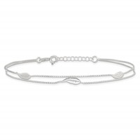 Sterling Silver 2-Strand Feathers Plus 1 Inch Extender - Total 10 Inch Anklet, 9" view 4