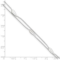 Sterling Silver 2-Strand Feathers Plus 1 Inch Extender - Total 10 Inch Anklet, 9" view 3