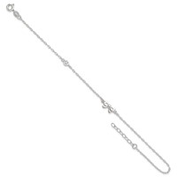 Sterling Silver CZ and Bow 9 Inch Plus 1 Inch Extender - Total 10 Inch Anklet view 5