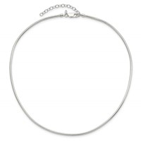 Sterling Silver Polished 2mm Round Neckwire Necklace with 2 Inch Extension, 16" view 2