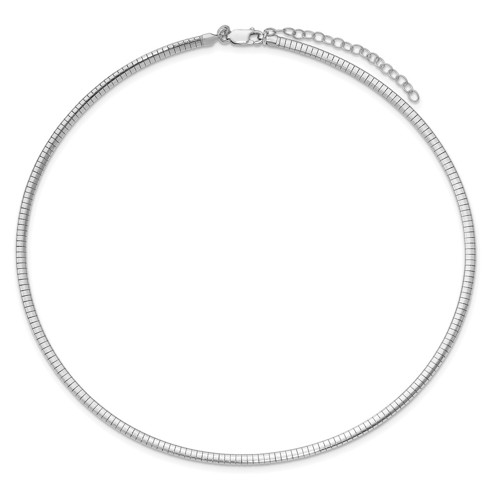 Sterling Silver Rhodium-plated 3.25mm w/2in. Ext Cubetto Chain (QG4223R-16)