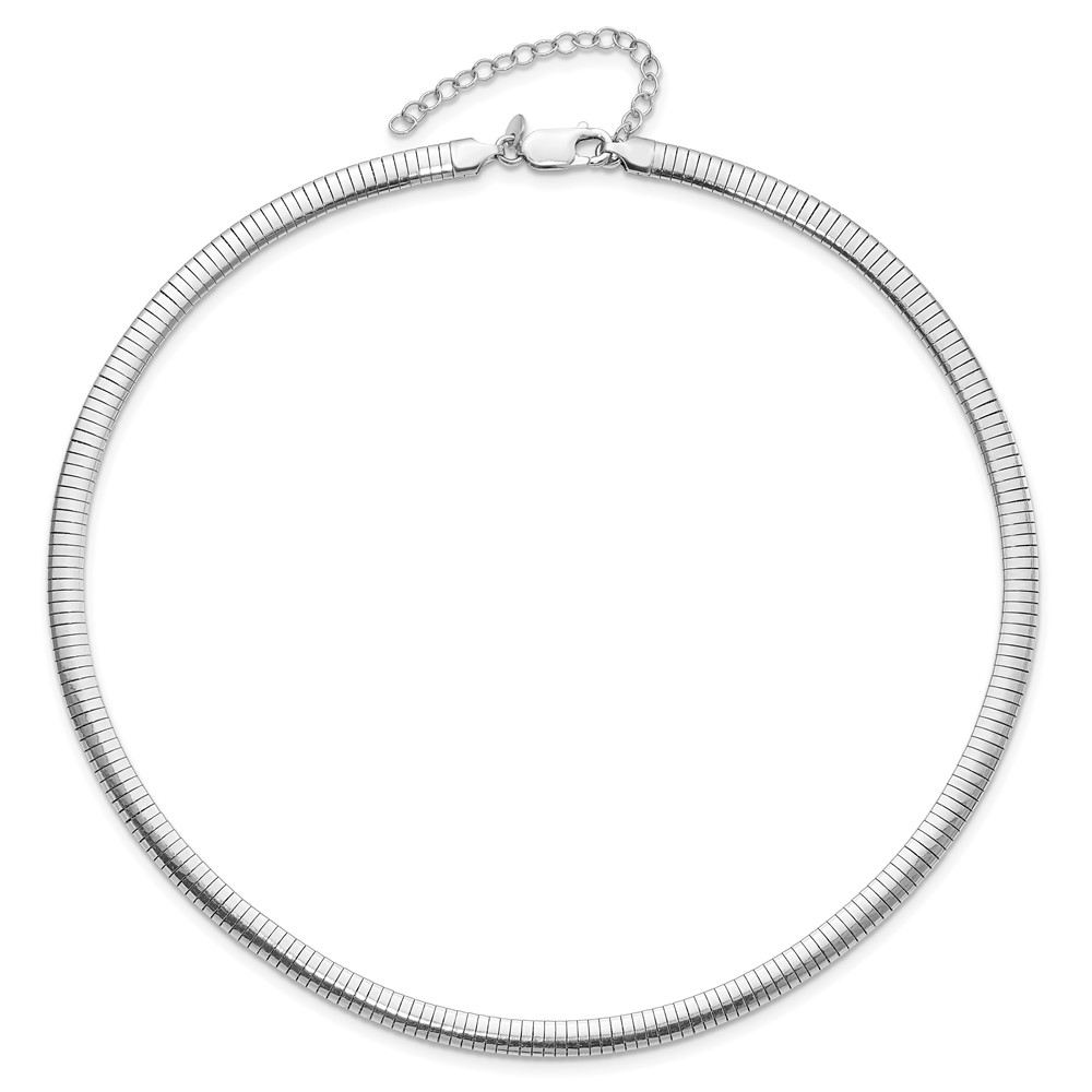 Sterling Silver Rhodium-plated 5.2mm w/2in. Ext Cubetto Chain (QG4224R-16)
