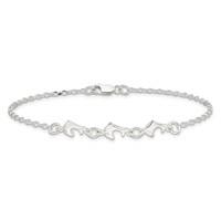 Sterling Silver 3 Dolphins Anklet view 3