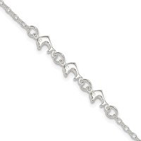 Sterling Silver 3 Dolphins Anklet view 1