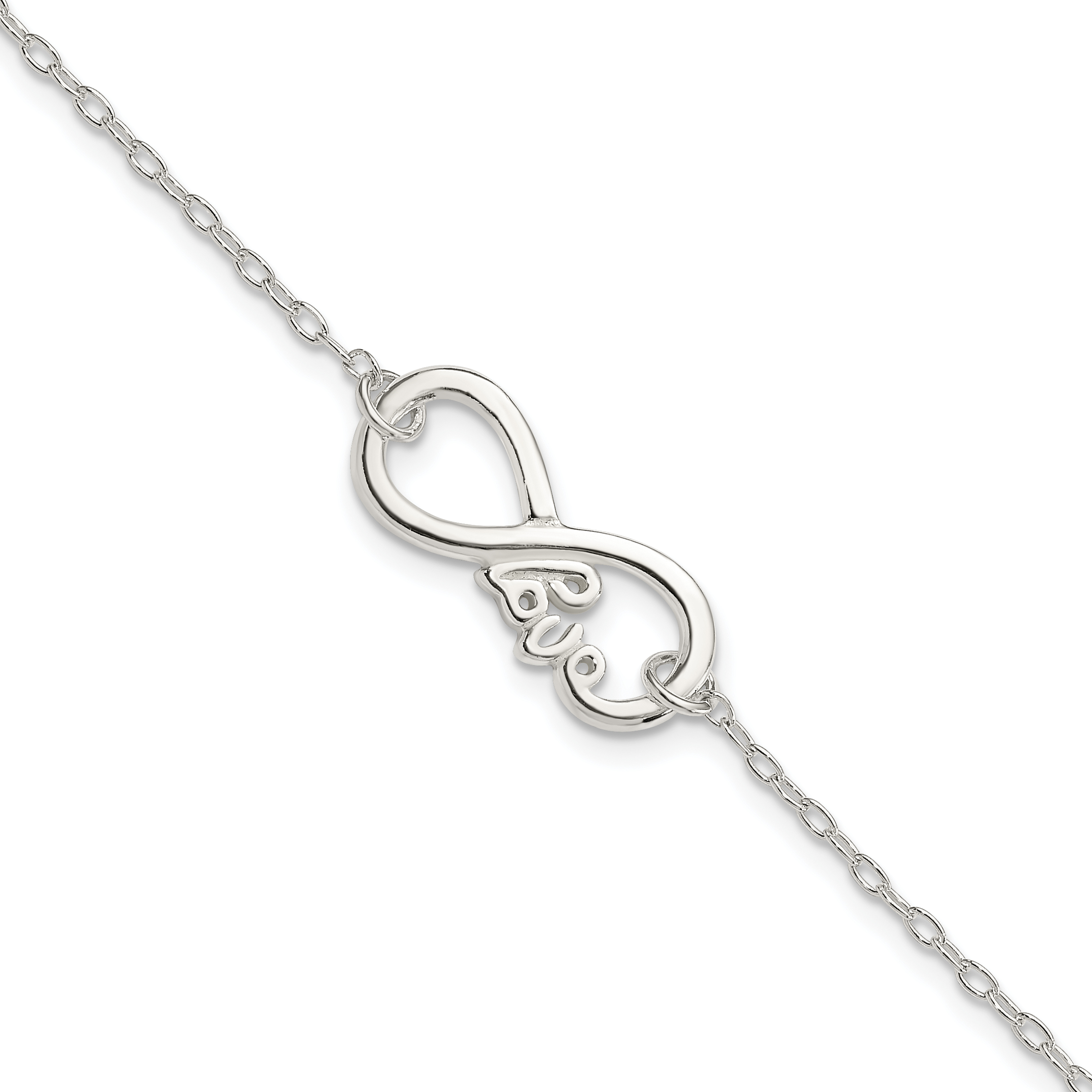 Sterling Silver Polished infinity Sign w/LOVE 7.5 inch Bracelet (QG4231-7.5)