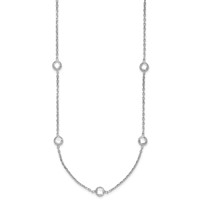 Sterling Silver Rhodium-plated 5mm Bezel-set Checker-cut CZ 9-Station Necklace, 18" view 2