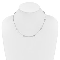 Sterling Silver Rhodium-plated 5mm Bezel-set Checker-cut CZ 9-Station Necklace, 18" view 3