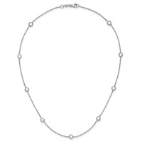 Sterling Silver Rhodium-plated 5mm Bezel-set Checker-cut CZ 9-Station Necklace, 18" view 4