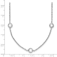 Sterling Silver Rhodium-plated 5mm Bezel-set Checker-cut CZ 9-Station Necklace, 18" view 5